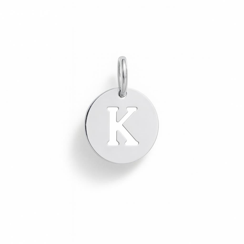 Charm Lettera K in Oro Bianco – Modello 4