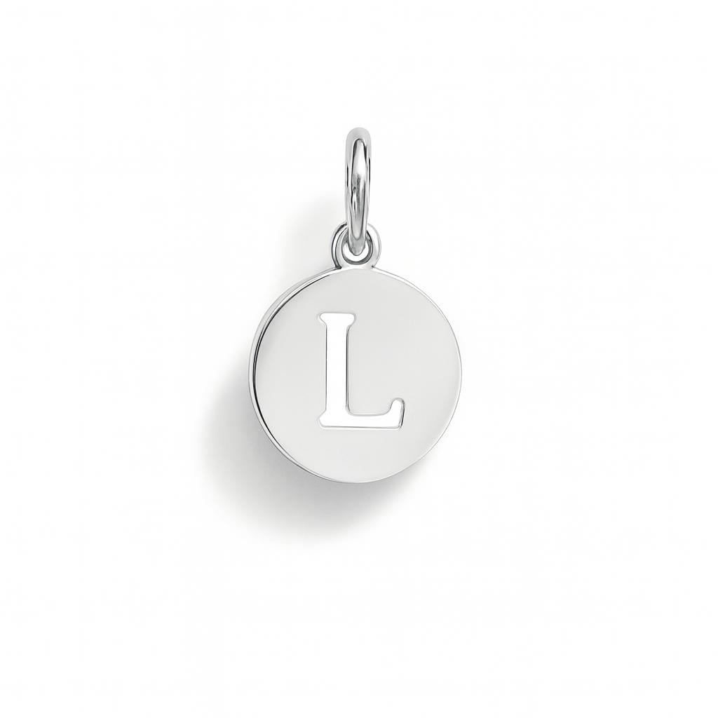 Charm Lettera L in Oro Bianco – Modello 4