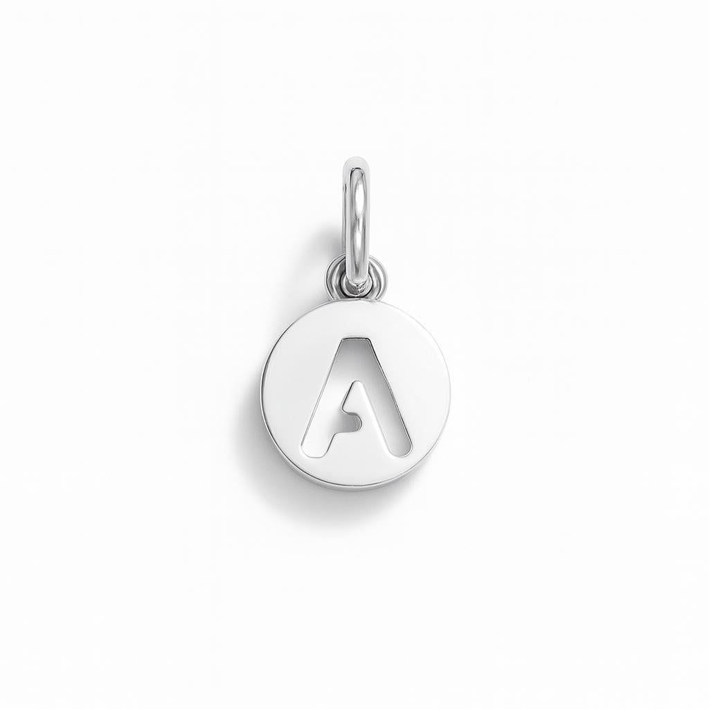 Charm Lettera A in Oro Bianco – Modello 3