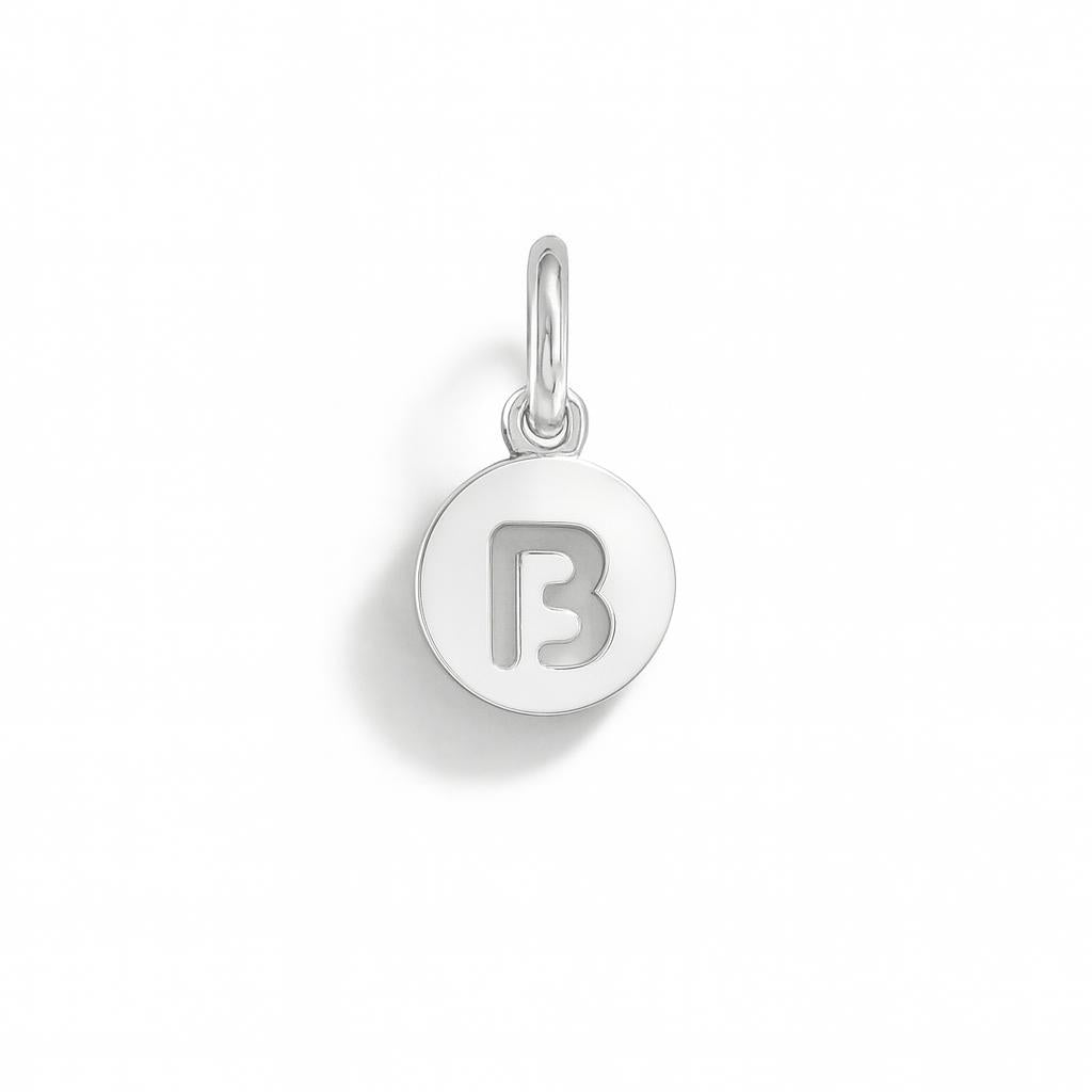 Charm Lettera B in Oro Bianco – Modello 3
