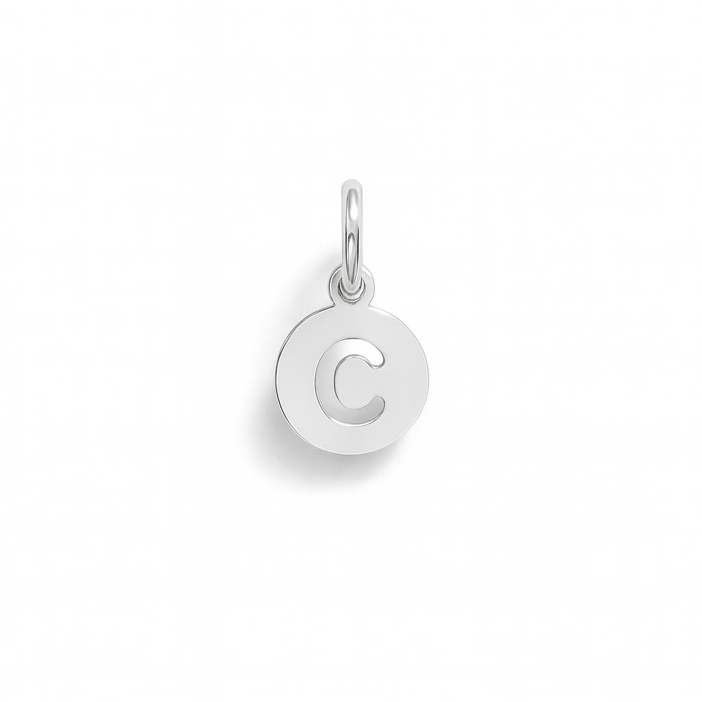 Charm Lettera C in Oro Bianco – Modello 3