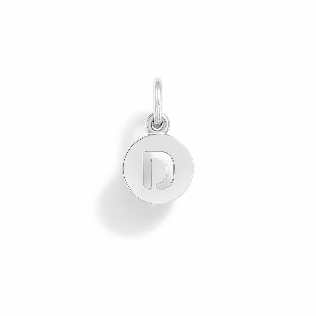 Charm Lettera D in Oro Bianco – Modello 3