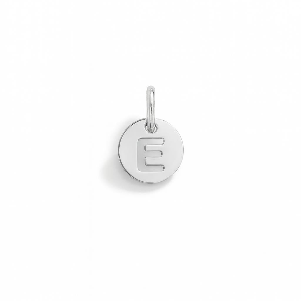 Charm Lettera E in Oro Bianco – Modello 3