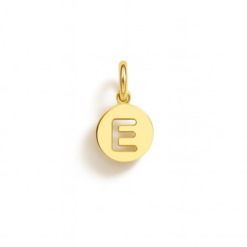 Charm Lettera E in Oro Giallo – Modello 3