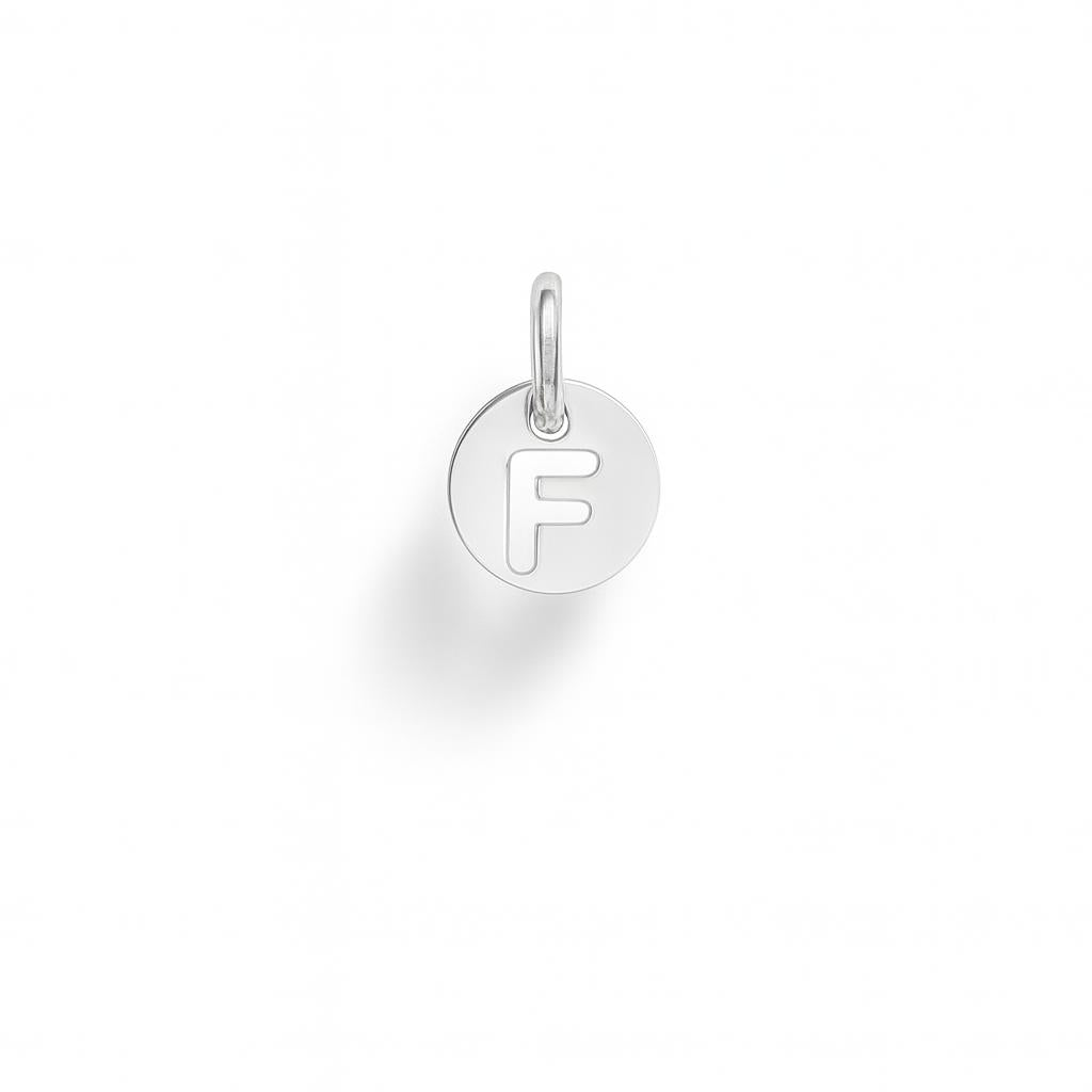 Charm Lettera F in Oro Bianco – Modello 3