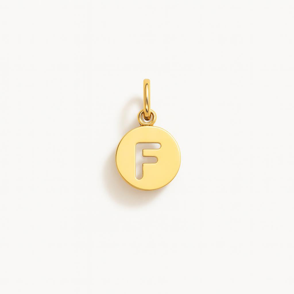 Charm Lettera F in Oro Giallo – Modello 3