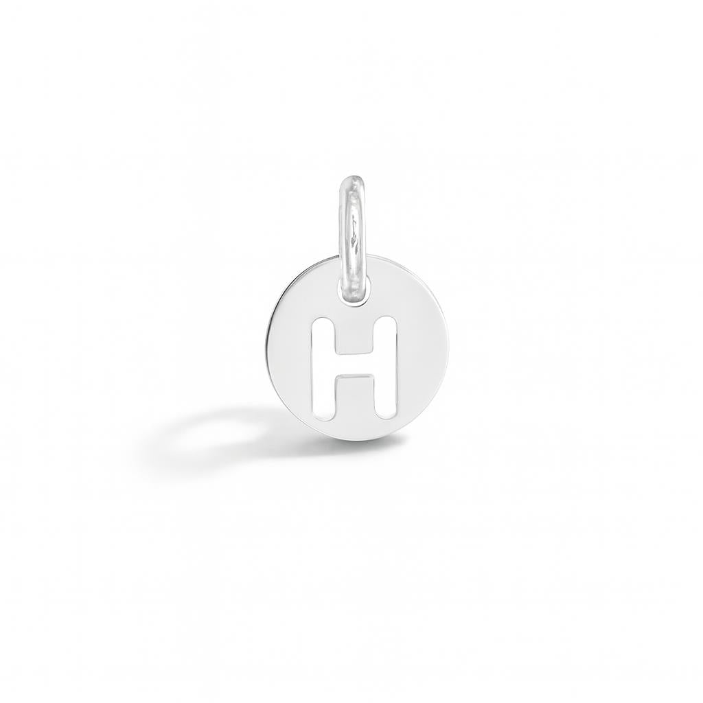 Charm Lettera H in Oro Bianco – Modello 3