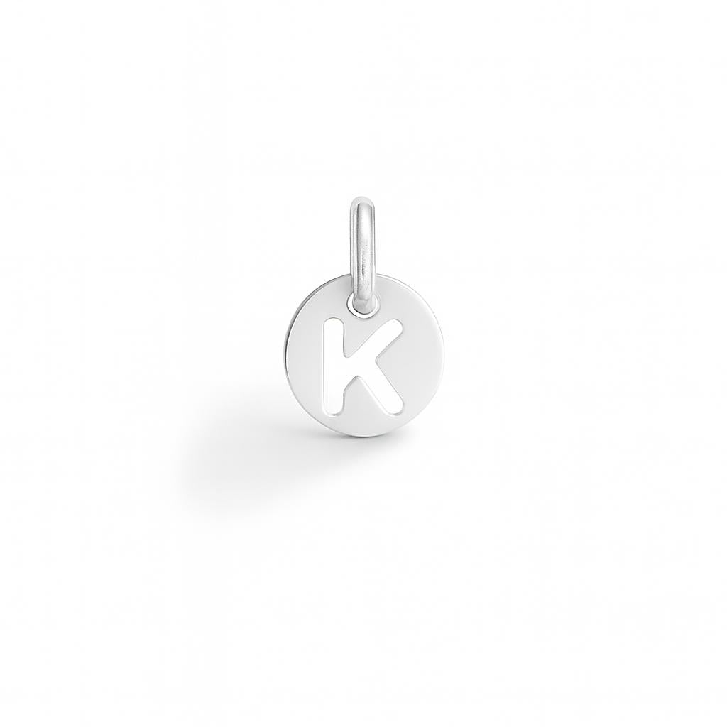 Charm Lettera K in Oro Bianco – Modello 3