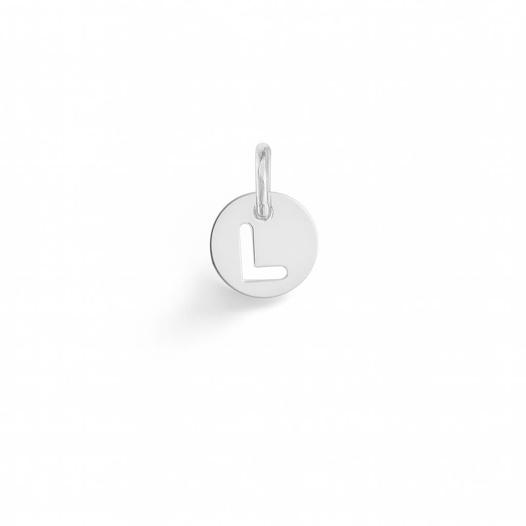 Charm Lettera L in Oro Bianco – Modello 3