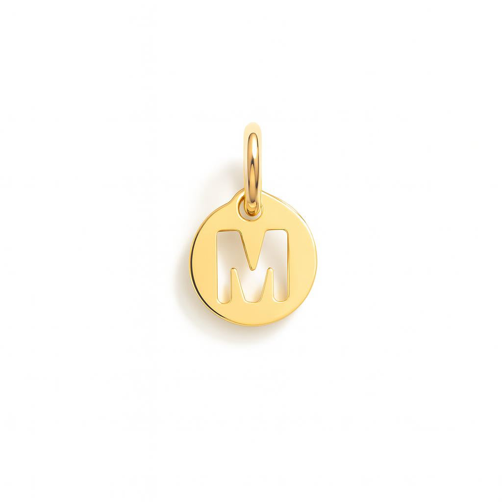 Letter M Charm in Yellow Gold – Model 3