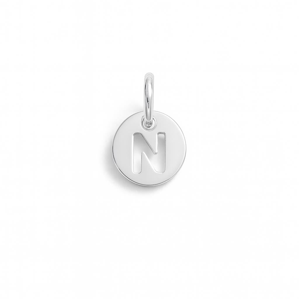 Charm Lettera N in Oro Bianco – Modello 3