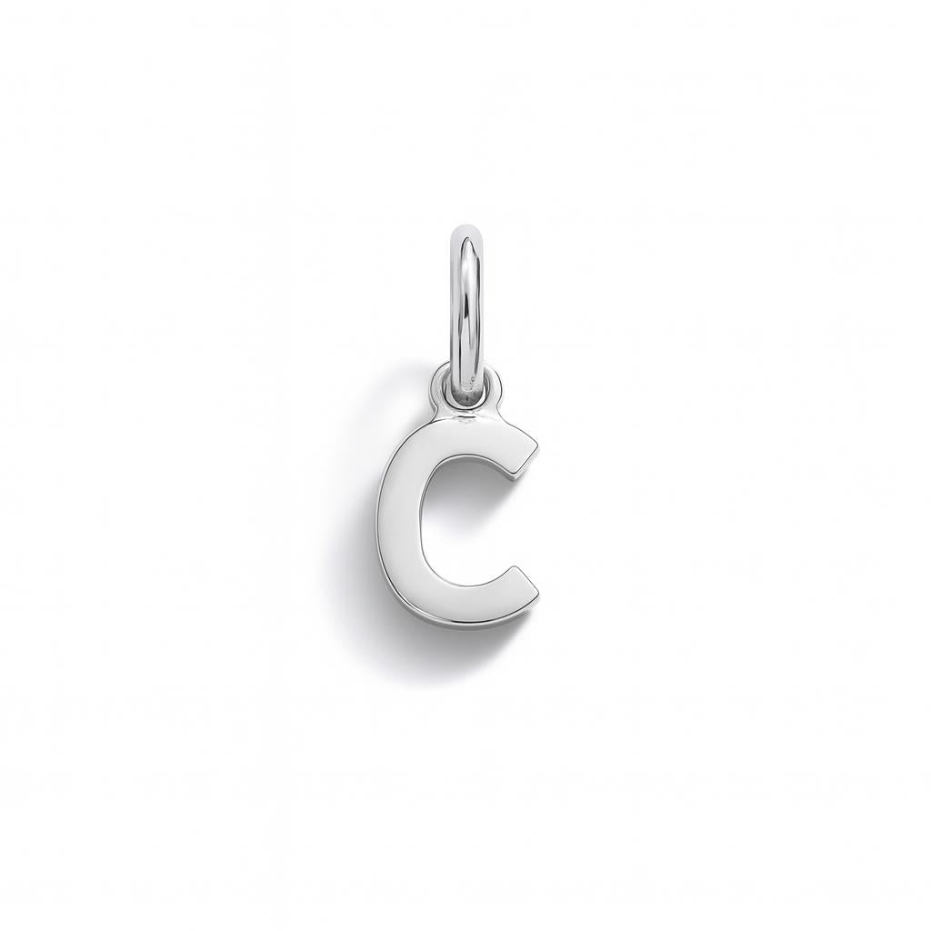 Charm Lettera C in Oro Bianco – Modello 1