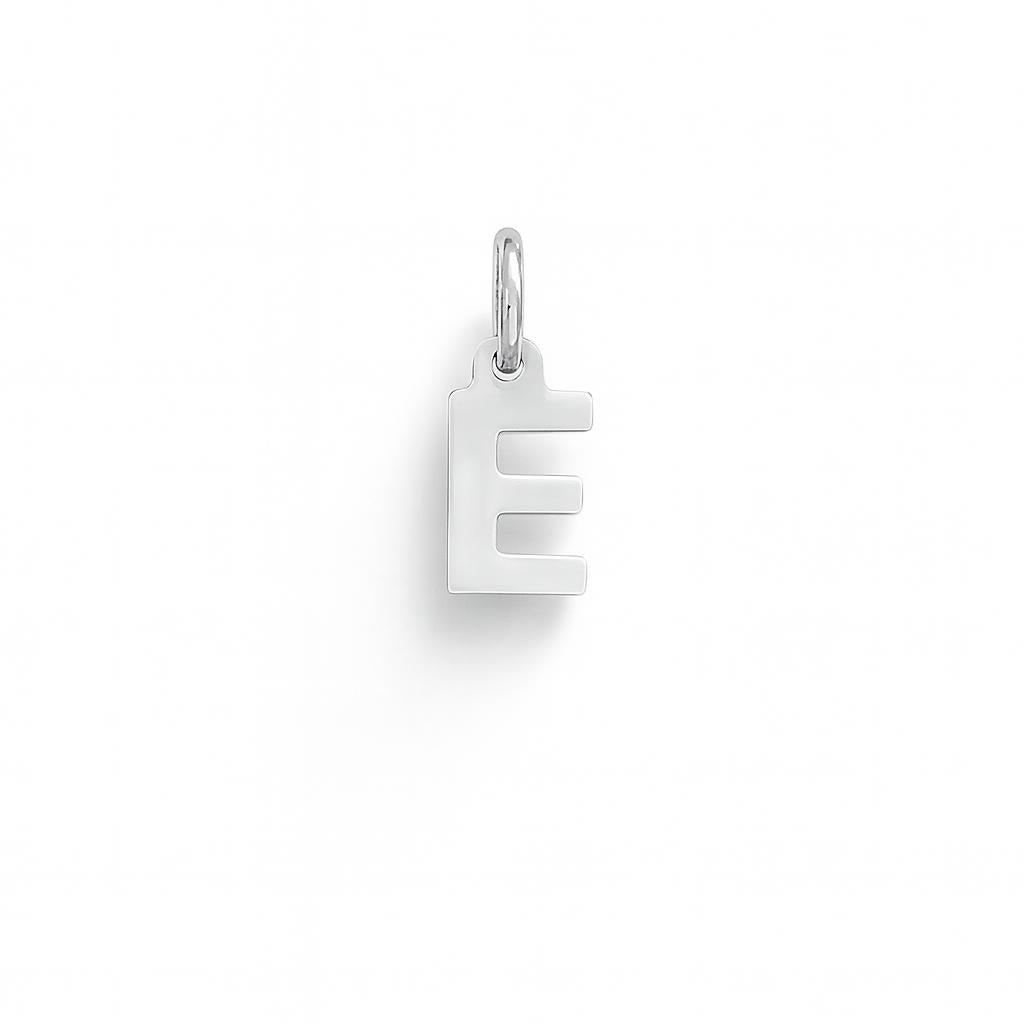 Charm Lettera E in Oro Bianco – Modello 1