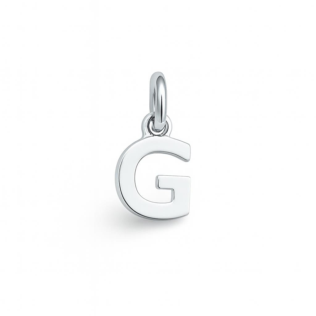 Charm Lettera G in Oro Bianco – Modello 1