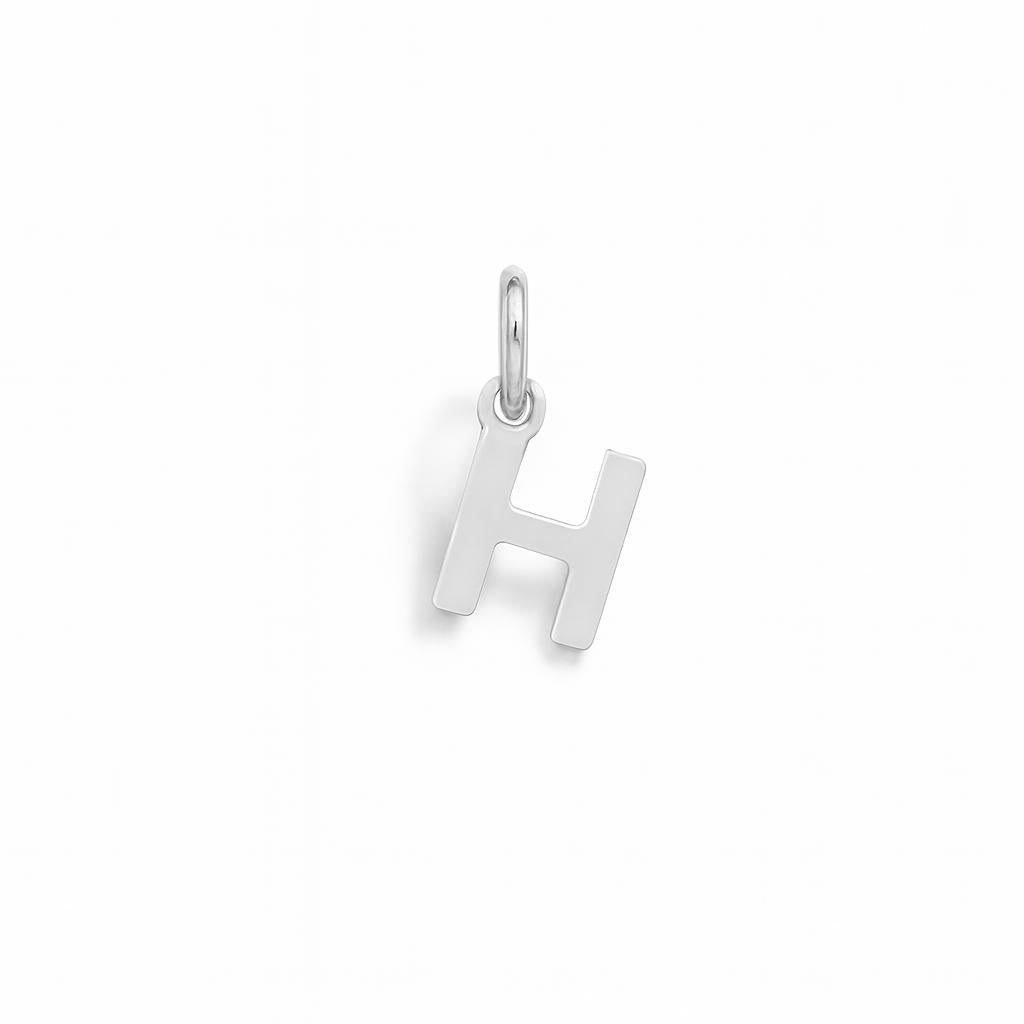 Charm Lettera H in Oro Bianco – Modello 1