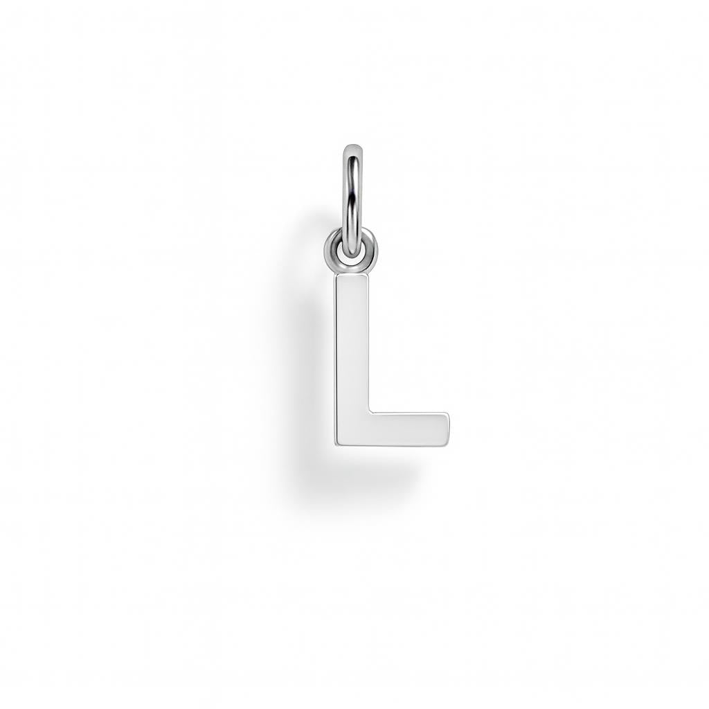 Charm Lettera L in Oro Bianco – Modello 1