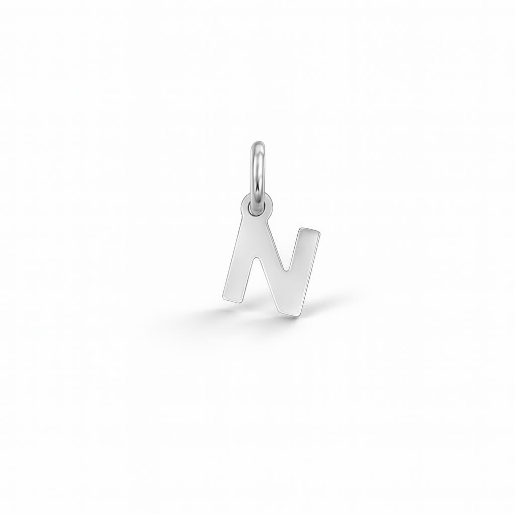 Charm Lettera N in Oro Bianco – Modello 1