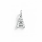 Charm Lettera A in Oro Bianco e Zirconi – Modello 2