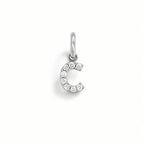 Letter C Charm in White Gold and Cubic Zirconia – Model 2