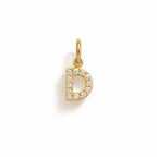 Letter D Charm in Yellow Gold and Cubic Zirconia – Model 2