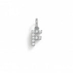 Charm Lettera F in Oro Bianco e Zirconi – Modello 2