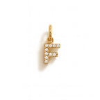 Letter F Charm in Yellow Gold and Cubic Zirconia – Model 2