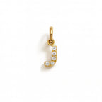 Letter J Charm in Yellow Gold and Cubic Zirconia – Model 2
