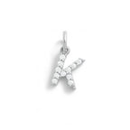 Charm Lettera K in Oro Bianco e Zirconi – Modello 2