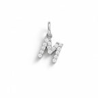 Charm Lettera M in Oro Bianco e Zirconi – Modello 2