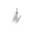 Charm Lettera N in Oro Bianco e Zirconi – Modello 2