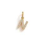 Charm Lettera N in Oro Giallo e Zirconi – Modello 2
