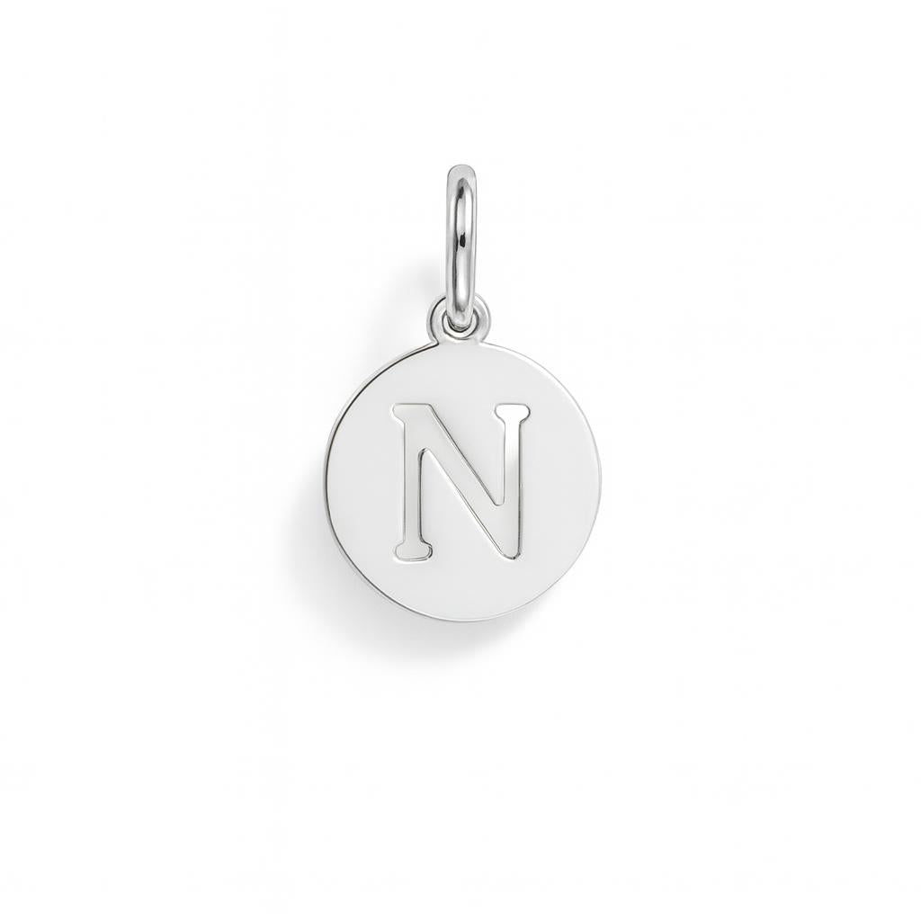 Letter N Charm in White Gold – Model 4