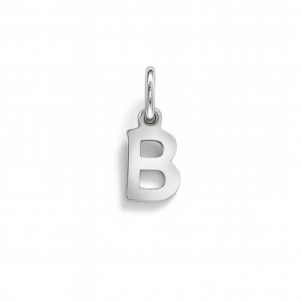 Charm Lettera B in Oro Bianco – Modello 1