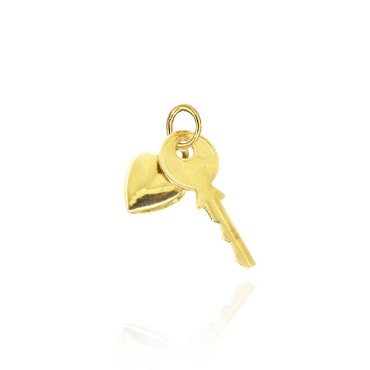 Charm Chiave Cuore d'Oro Vero