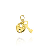 Key and padlock pendant in real gold 