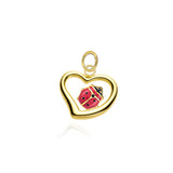 Heart and Ladybug Pendant in Real Gold 