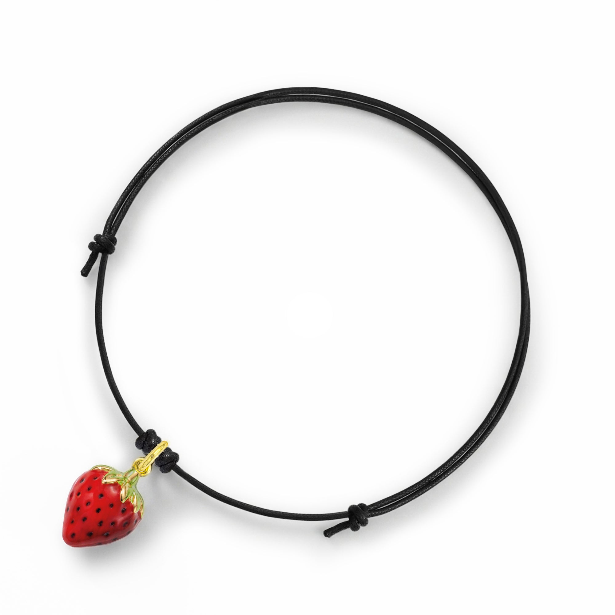 Bracciale Cordino con Fragola in Oro e smalto