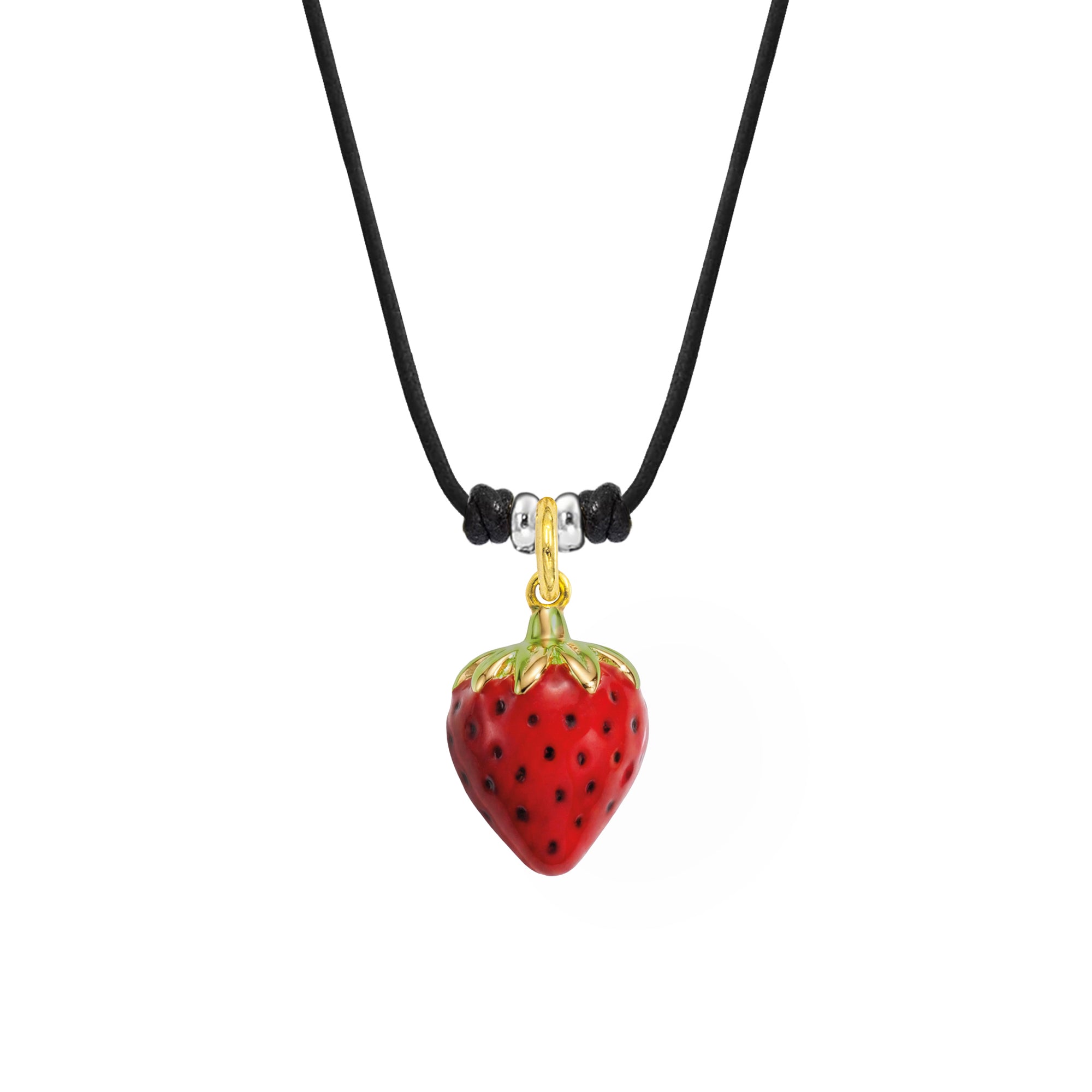 Collana Cordino Fragola in Oro e Smalto
