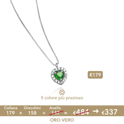 Parure Zircone Smeraldo d'Oro Vero 9KT-375‰
