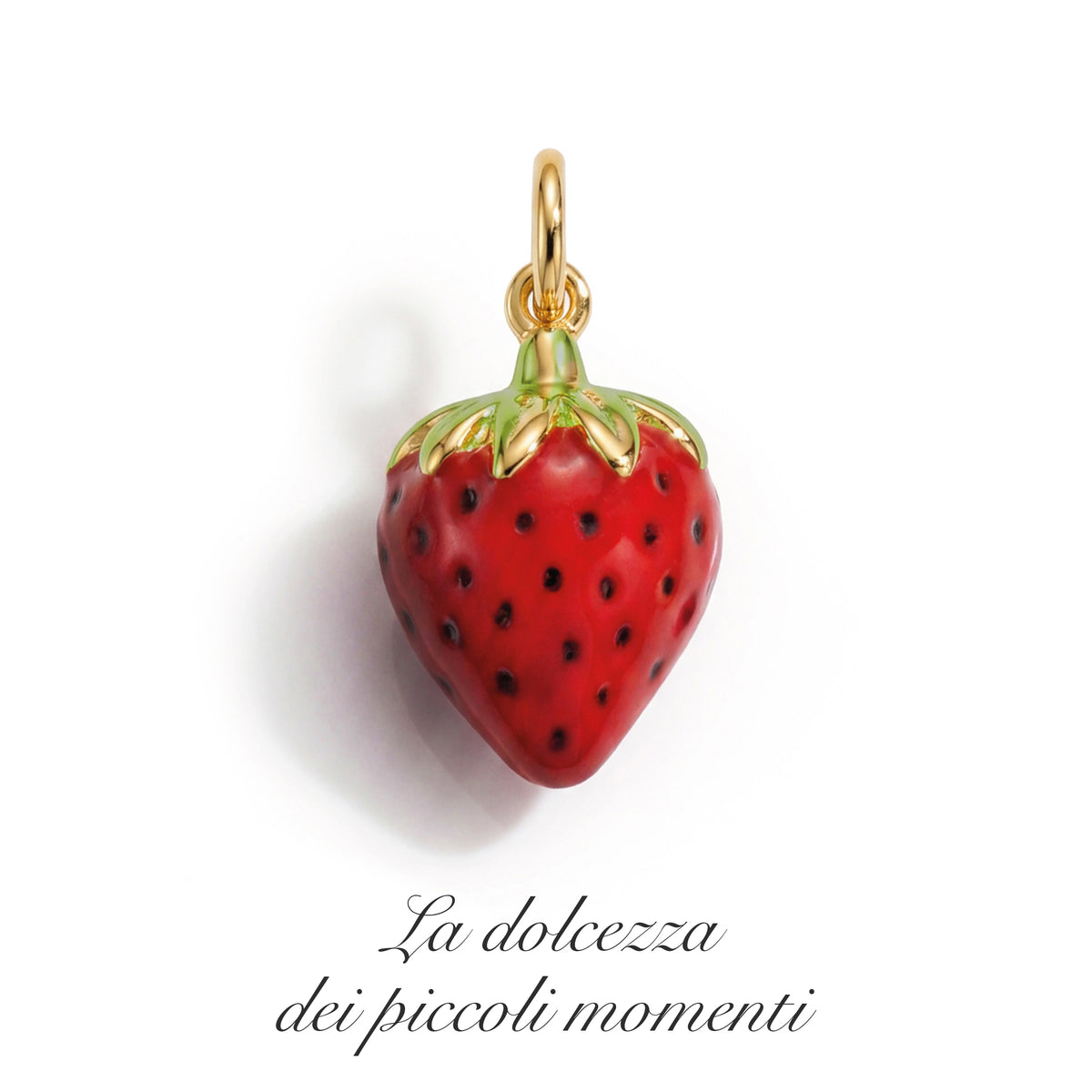 Charm Fragola in Oro e Smalto