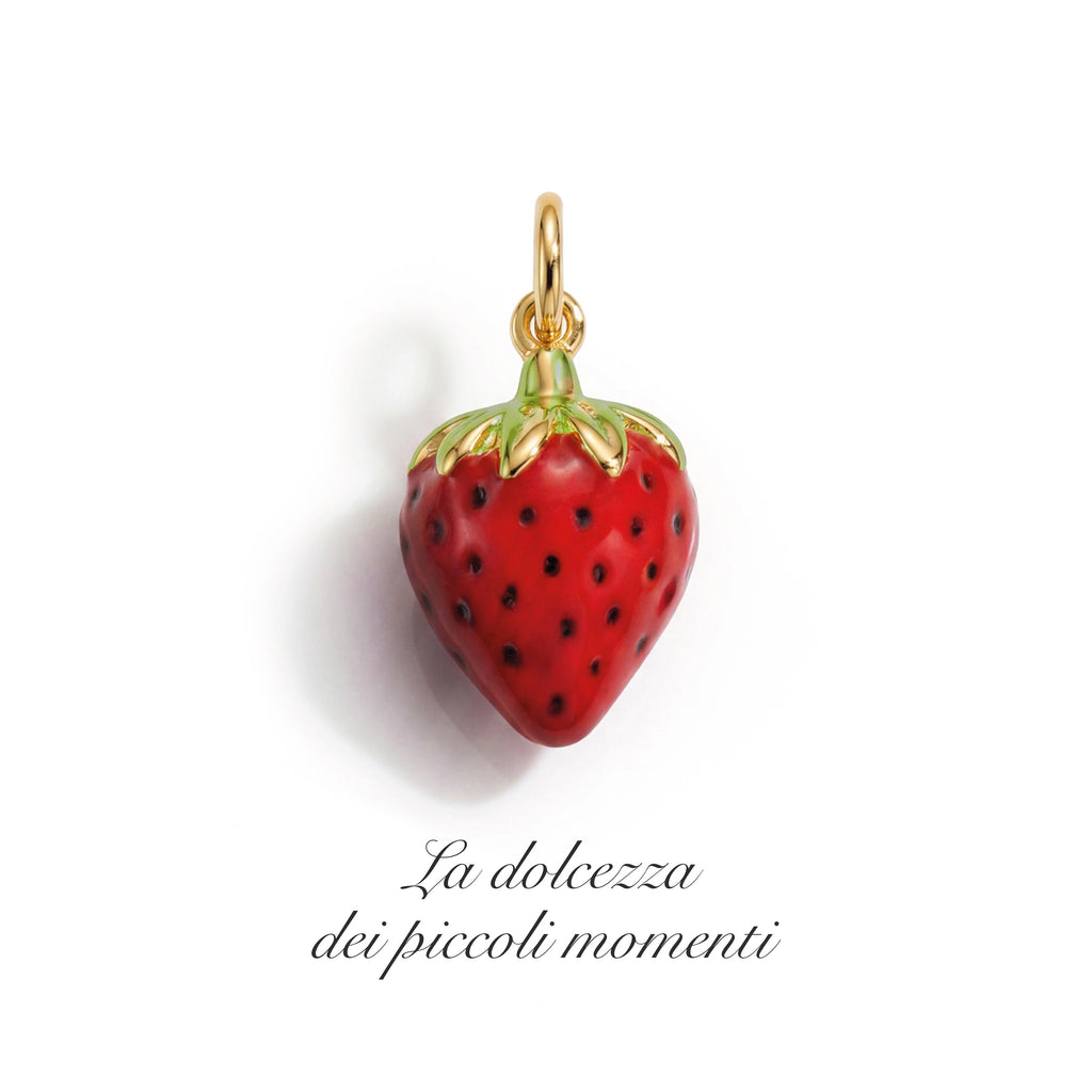 Charm Fragola in Oro e Smalto