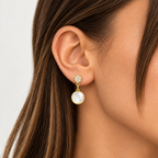 Pavé and Circle Gold Earring