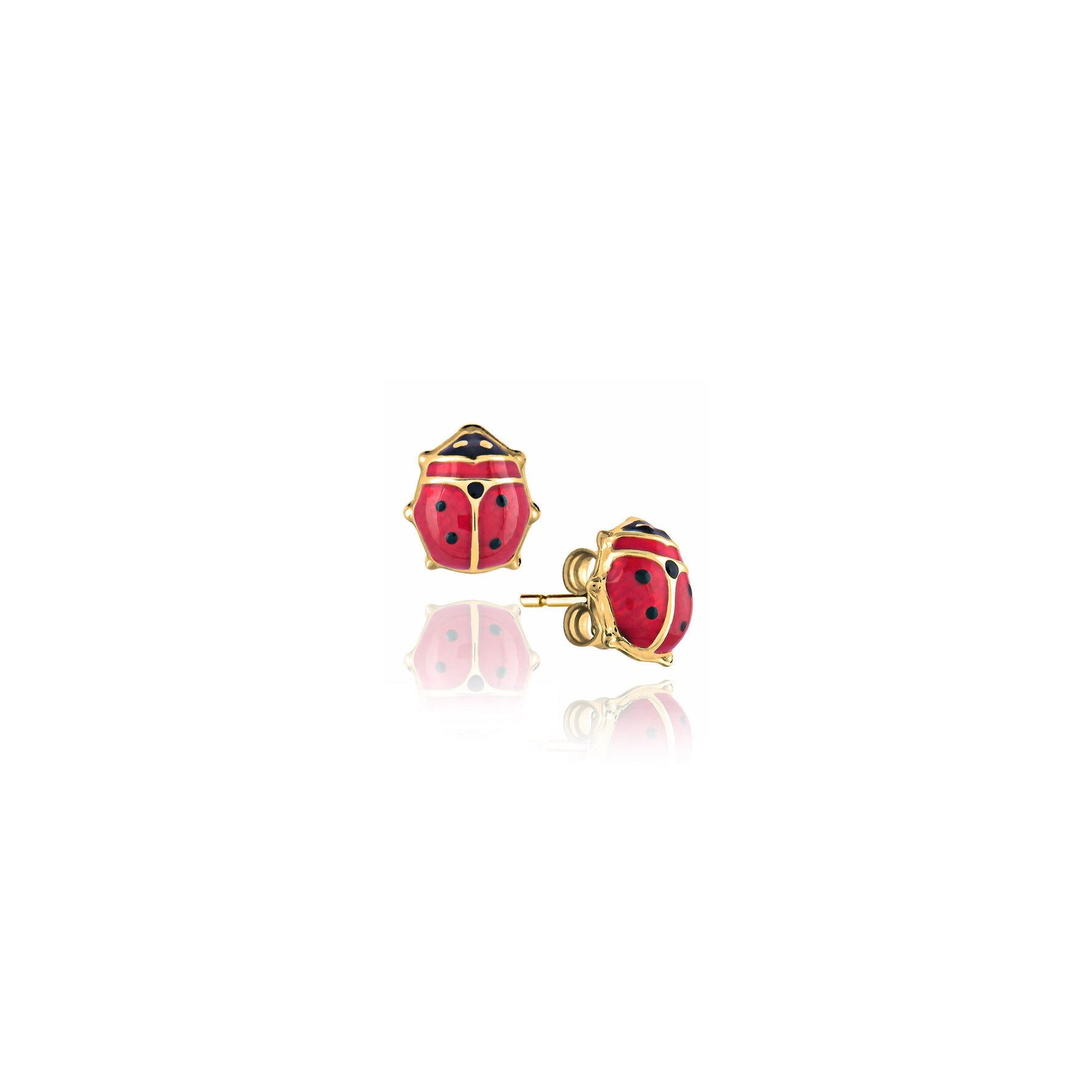 Orecchini Coccinella in Oro e Smalto Rosso