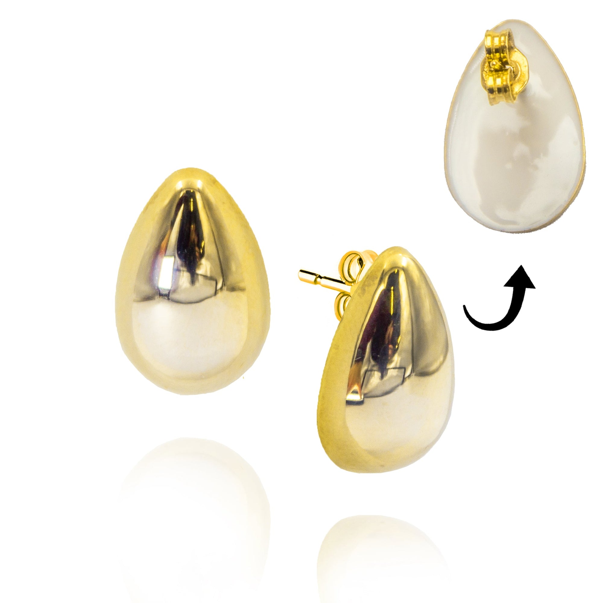 Orecchini Goccia in Oro e Smalto Bianco
