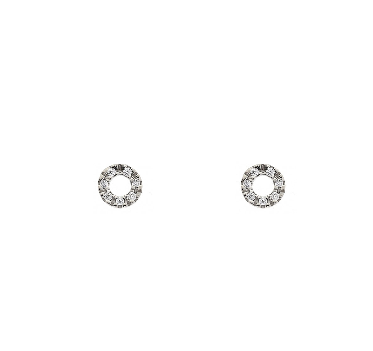 Circle Earrings in Real Gold and Zircons