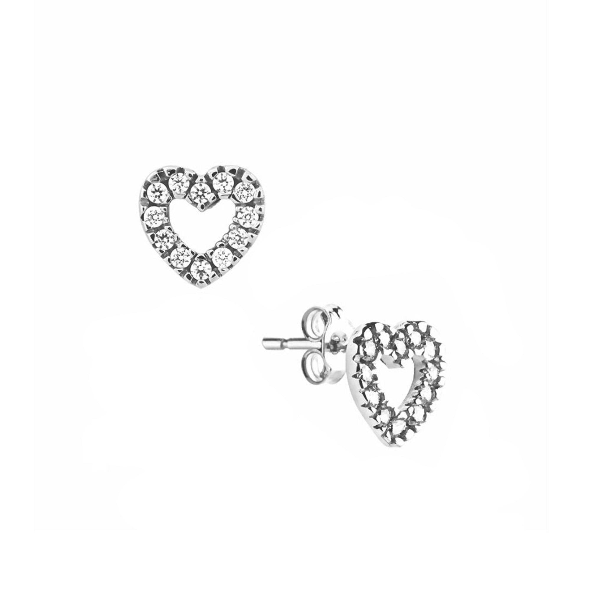 Orecchini Cuore in Oro e Zirconi