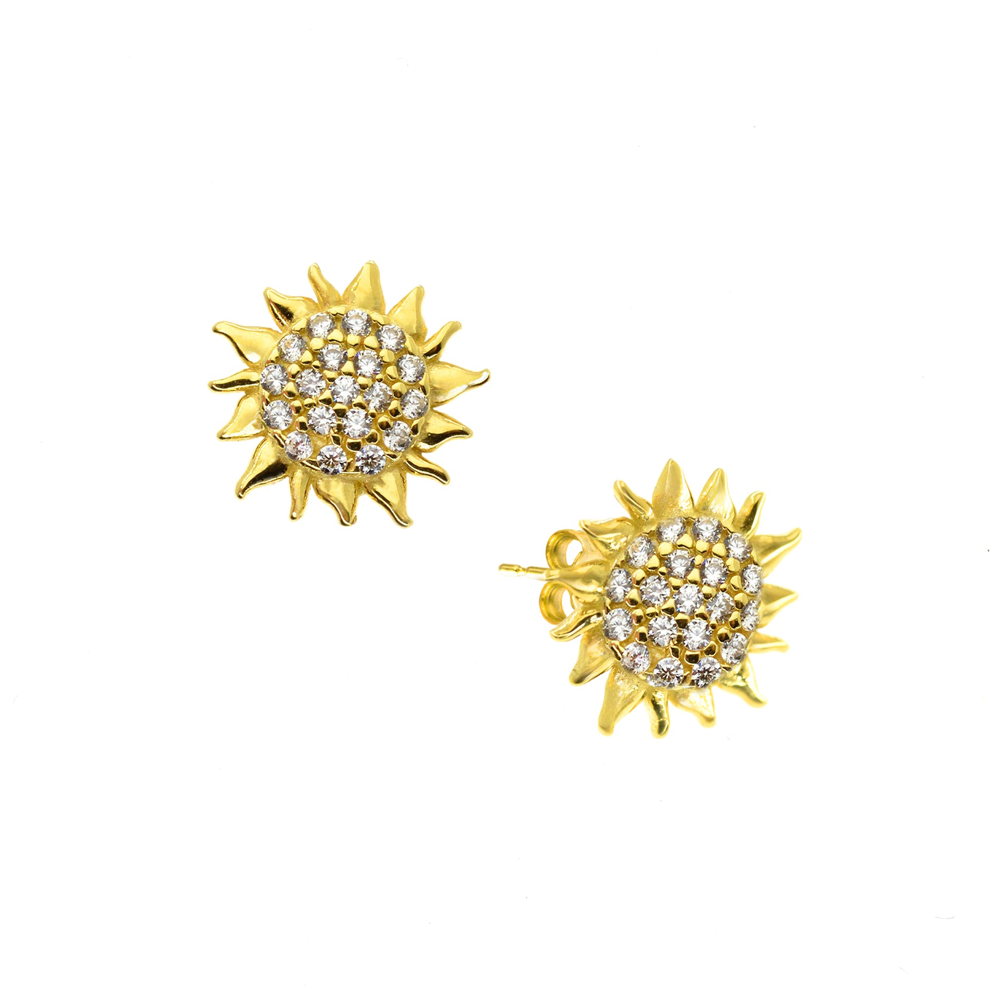 Orecchini Sole in Oro e Zirconi