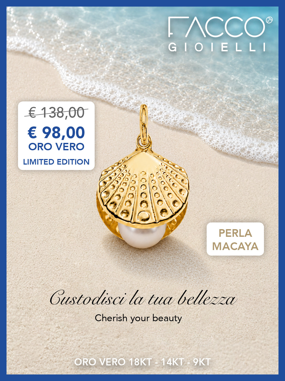 Charm Conchiglia in Oro e Perla