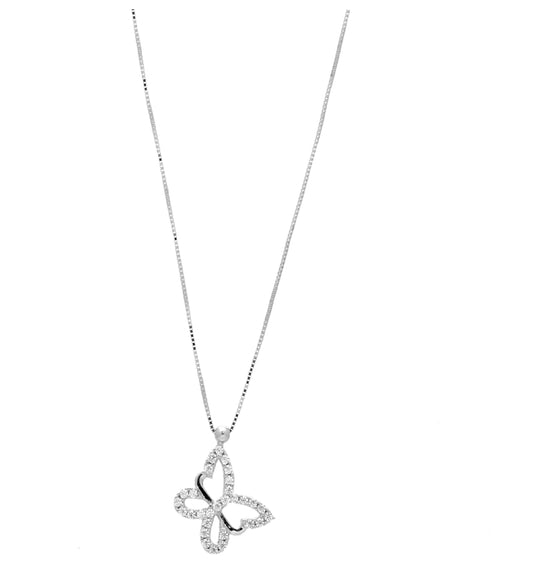 Collana Farfalla d'Oro Vero e Zirconi