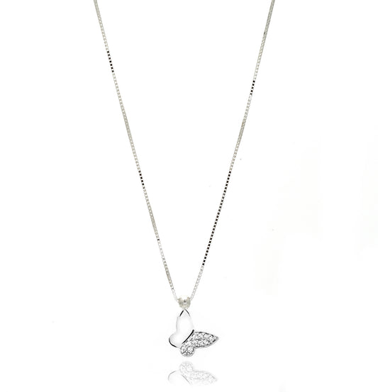 Collana Farfalla d'Oro Vero e Zirconi